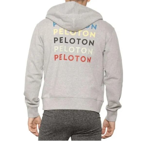 Peloton Rainbow Spellout Full Zip Hoodie Mens XL Heather Gray SU121 NWT $118 - Picture 1 of 9